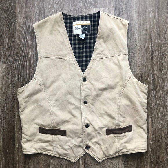 Wrangler Jackets Coats Khaki Denim Vest Xxl Country Wedding